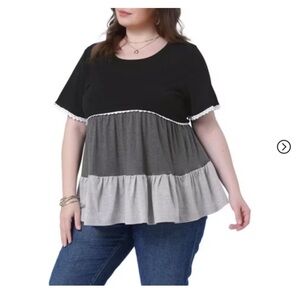 BloomChic Plus Size Colorblock Contrast Ruffle Tiered T-shirt 2XL us 18